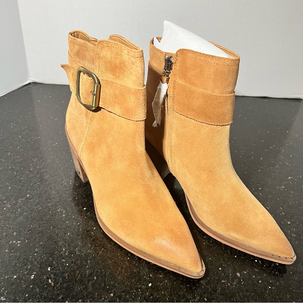 Sam Edelman Leonia Pointed Toe Golden Caramel Bootie Size 8
